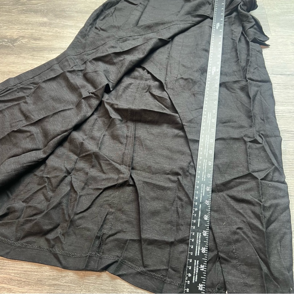 Jason Wu black faux wrap midi skirt linen lined slit tie‎ NWOT Size 6 - Picture 7 of 11